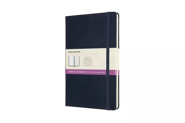 Een Moleskine Double Layout Ruled/Plain Hardcover Notebook Large Sapphire Blue koop je bij Moleskine.nl