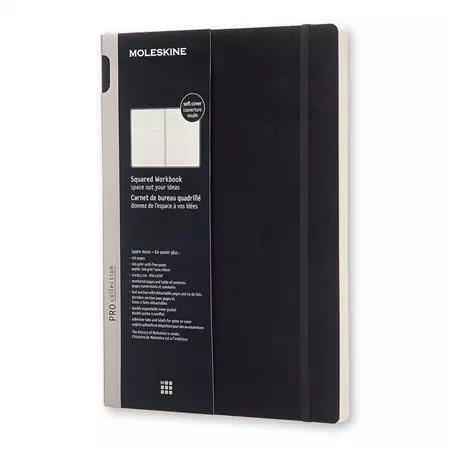 Een Moleskine Pro Collection Squared Workbook A4 Softcover Black koop je bij Moleskine.nl