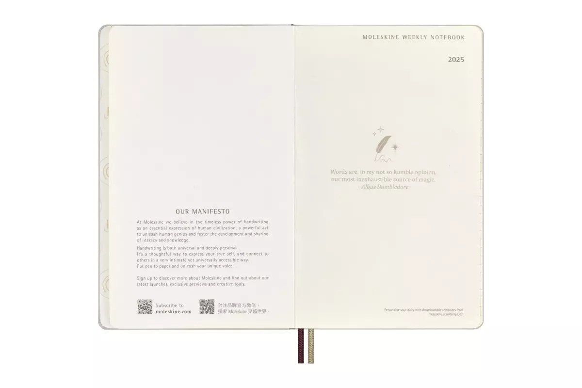 Een Moleskine 2025 12M Harry Potter 'Wingardum' Weekly Hardcover Large (LE) koop je bij Moleskine.nl