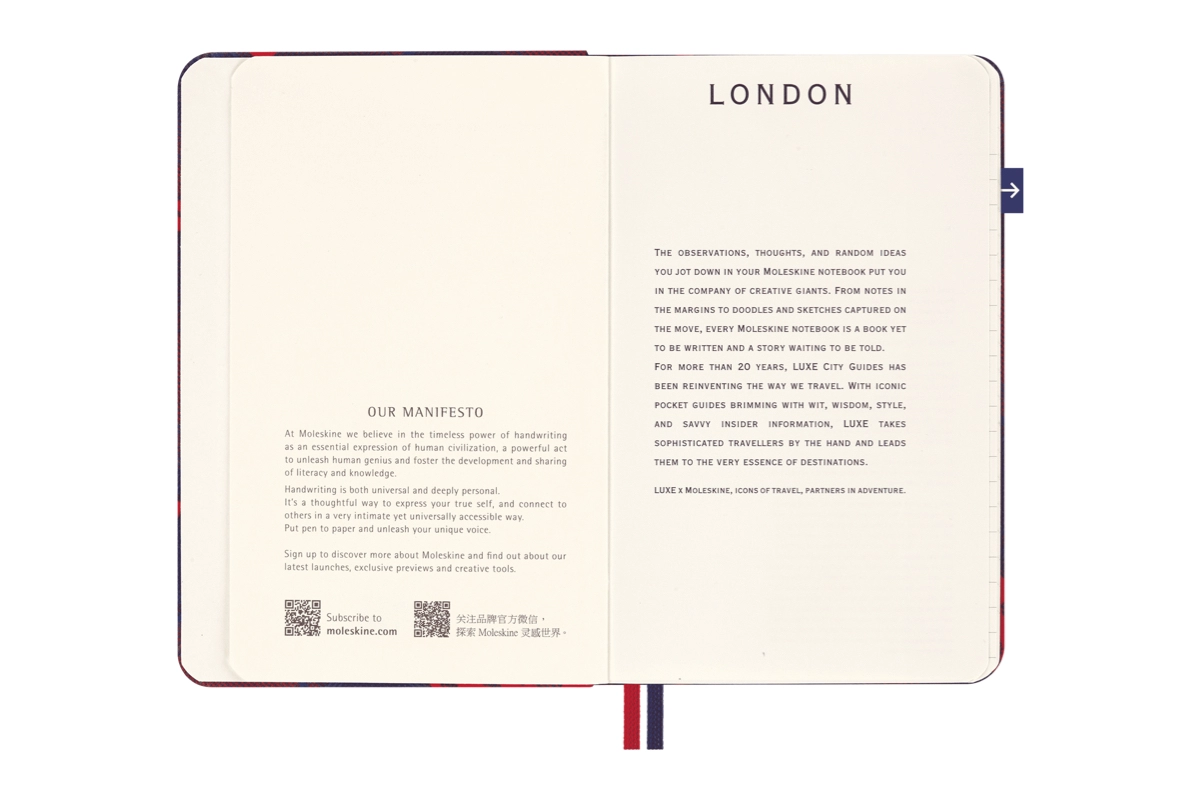 Een LUXE x Moleskine City 'London' Travel Guide Notebook koop je bij Moleskine.nl