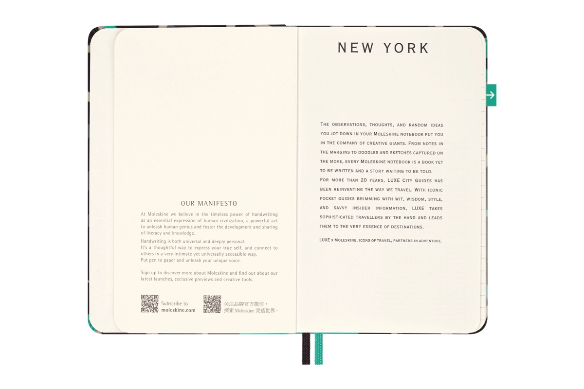 Een LUXE x Moleskine City 'New York' Travel Guide Notebook koop je bij Moleskine.nl