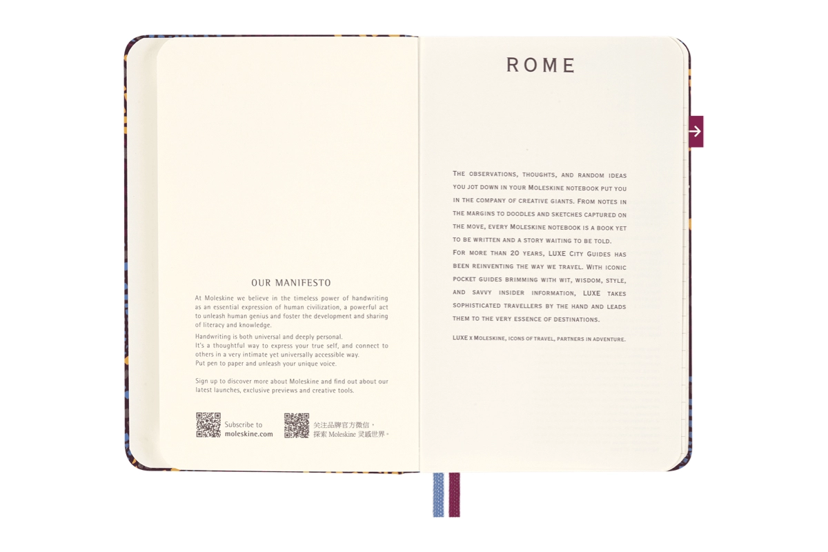 Een LUXE x Moleskine City 'Rome' Travel Guide Notebook koop je bij Moleskine.nl