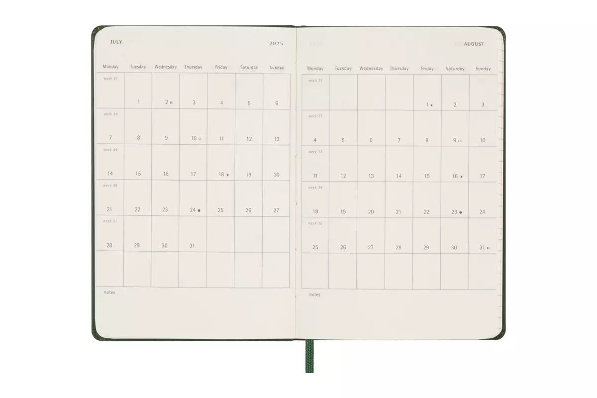 Een Moleskine 2025 12M Weekly Hardcover Pocket Myrtle Green koop je bij Moleskine.nl