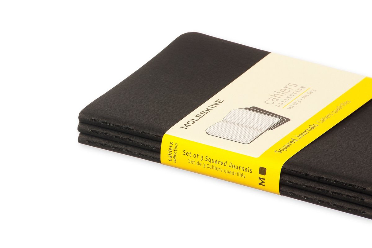 Moleskine Cahiers Journals Squared Pocket Black (set Of 3)